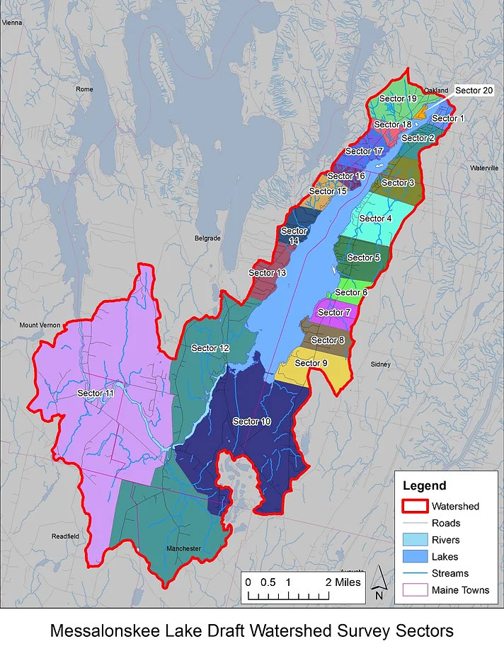 Messalonskee Lake Watershed Survey sectors